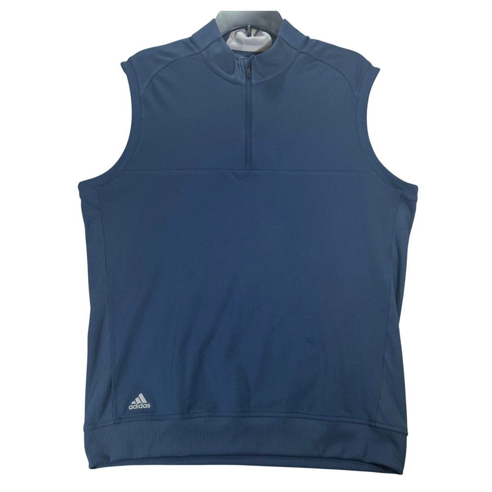 Adidas Golf Navy Blue Quarter Zip Vest Sleeveless Pullover CX0872 Womens Medium